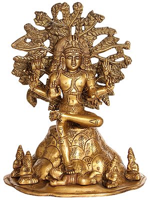 12" Magnificence of Dakshinamurti Shiva Brass Statue – Exquisite Handmade Art | Made in India