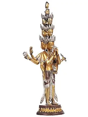 23" The Eleven-headed, The Thousand-armed Avalokiteshvara in Brass | Handmade | Made In India