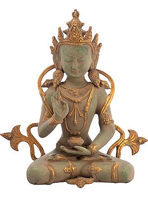 10" Crown Buddha (Tibetan Buddhist Deity) In Brass | Handmade | Made In India