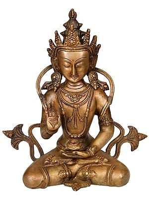 10" Crown Buddha (Tibetan Buddhist Deity) In Brass | Handmade | Made In India