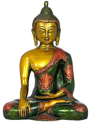7" Buddha, His Hand In Bhumisparsha Mudra In Brass | Handmade | Made In India