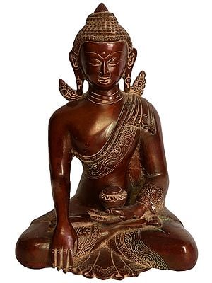 7" Solemn Shakyamuni, The Momentous Bhumisparsha Mudra In Brass | Handmade | Made In India