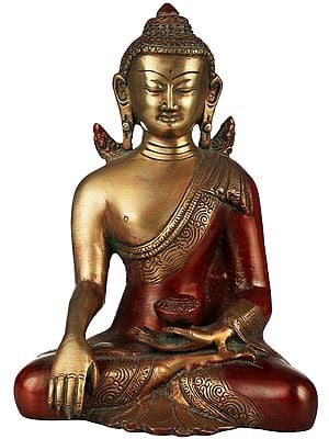 7" Solemn Shakyamuni, The Momentous Bhumisparsha Mudra In Brass | Handmade | Made In India