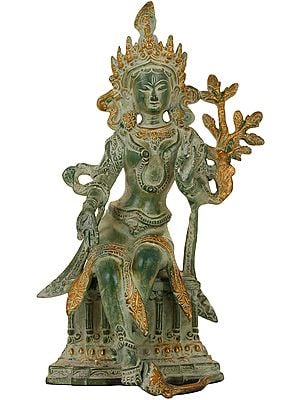 10" Seated Tara, Her Legs Dangling In Brass | Handmade | Made In India