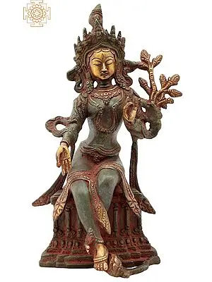 10" Seated Tara, Her Legs Dangling In Brass | Handmade | Made In India