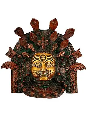 Mahakala Bhairava Mask Wall-hanging, His Ferocious Countenance Warding Off Evil