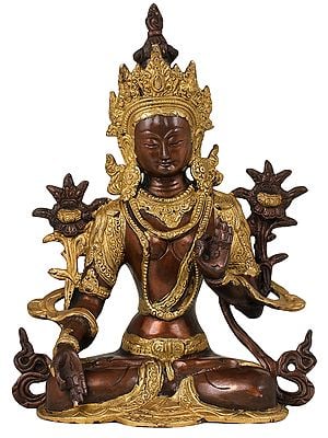 10" White Tara (Tibetan Buddhist Deity) in Brass | Handmade | Made In India