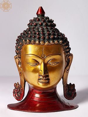 8" Buddha Head, Exuding Calmness In Brass