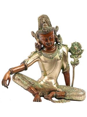 10" The Pensive Lord Chenrezig In Brass | Handmade | Made In India
