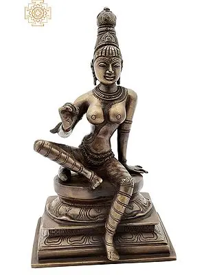 8" Seated Uma | Uma is used for Sati (Shiva's first wife, who is reborn as Parvati) | Brass Statue | Handmade | Made In India