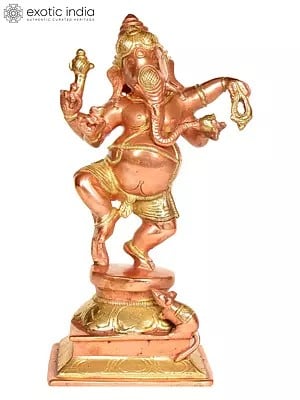 9" Adorably Dancing Ganesha Brass Sculpture | Handmade | Made in India