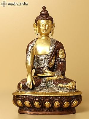 8" Brass Resplendent Buddha Statue in Bhumisparsha Mudra | Handmade | Made in India