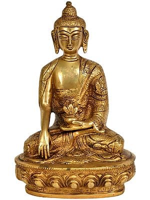 8" Brass Resplendent Buddha Statue in Bhumisparsha Mudra | Handmade | Made in India