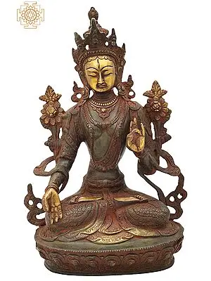 12" Tibetan Buddhist Goddess White Tara in Brass | Handmade | Made In India