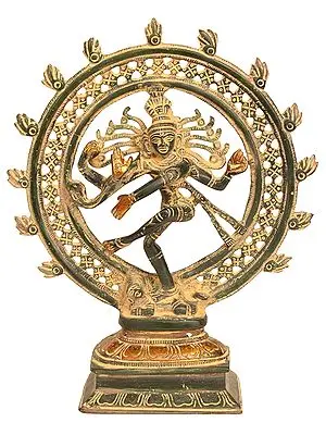 Antique Nataraja Brass Statue Hindu Lord Dancing Shiva Sculpture