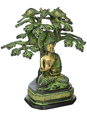 Buddha Under The Bodhi Tree - Brass Statue Buddhism Feng shui