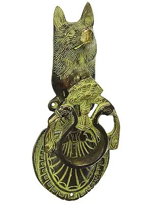 Antique Finish Wolf Brass Door Knocker Door Handle Vintage Style