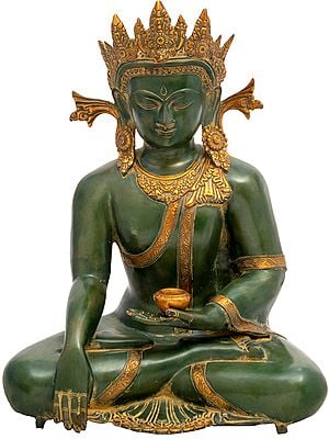 21" Introspective Crowned Buddha (Tibetan Buddhist) In Brass | Handmade | Made In India