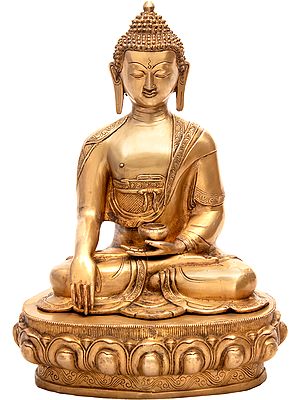 22" Tibetan Buddhist Lord Buddha in Earth-Witness Gesture In Brass | Handmade | Made In India