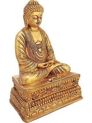 7" Tibetan Buddhist Lord Buddha In Dhyan Mudra (Meditation) In Brass | Handmade | Made In India