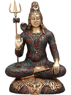 22" Mahayogi Shiva in Ashirwad Mudra In Brass | Handmade | Made In India