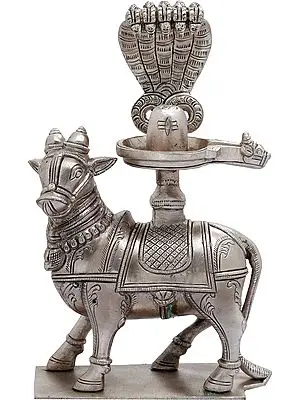 8" Nandi for Abhisheka with Shiva Linga In Brass | Handmade | Made In India