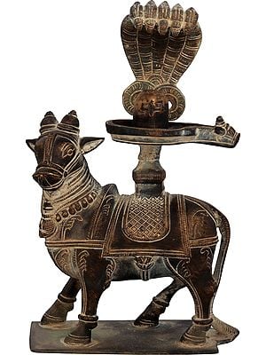 8" Nandi for Abhisheka with Shiva Linga In Brass | Handmade | Made In India