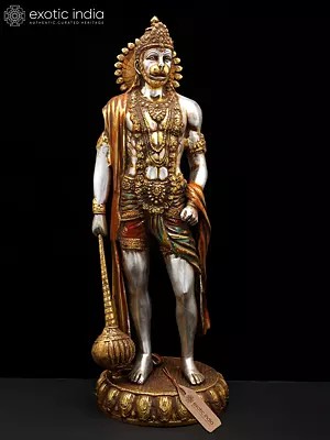 23" Lord Hanuman Brass Statue - Handmade, Divine Indian Craft for Strength and Blessings