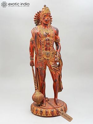 23" Lord Hanuman Brass Statue - Handmade, Divine Indian Craft for Strength and Blessings