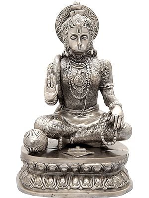 14" Lord Hanuman Granting Abhaya (Lord Rama Depicted in His Heart) In Brass | Handmade | Made In India