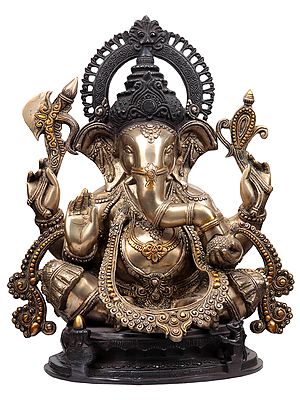 19" Ashirwad Ganesha In Brass | Handmade | Made In India