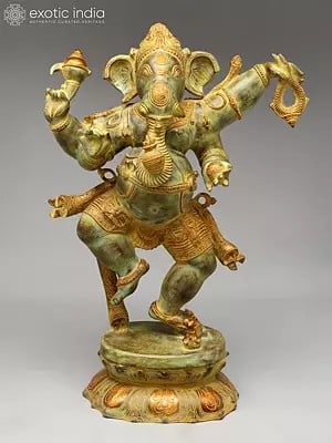 33" Large Size Dancing Ganesha Brass Idol | Handmade | Made In India