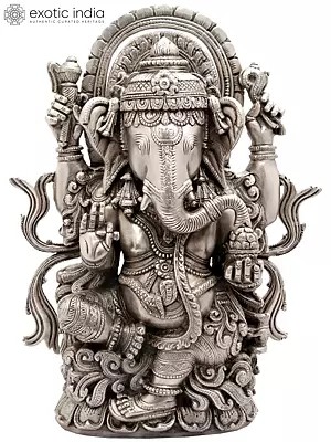 12" Lord Ganesha Brass Sculpture | Handmade | Made in India