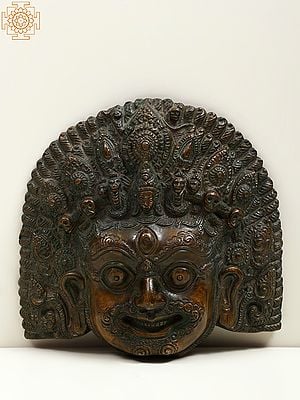 6" Mahakala Mask In Brass | Handmade | Made In India
