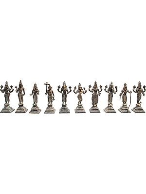 6" Dashavatara  -Ten Incarnations of Lord Vishnu In Brass | Handmade | Made In India