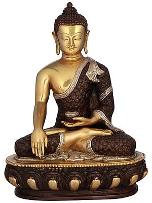 13" Buddha Seated in Bhumisparsha Mudra In Brass | Handmade | Made In India