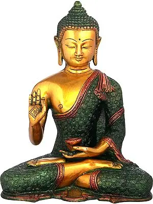 10" Blessing Buddha In Brass | Handmade | Made In India