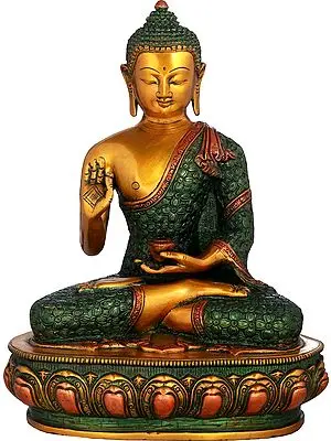 13" Blessing Buddha In Brass | Handmade | Made In India