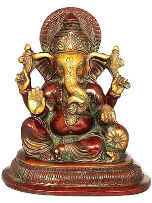 7" Ashirwad Ganesha In Brass | Handmade | Made In India