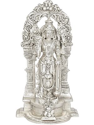 9" Brass Lord Vishnu Idol Standing on Garuda Pedestal