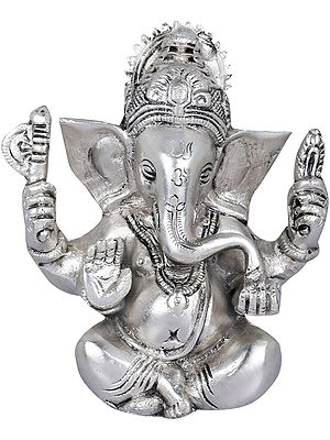 4" Small Ganesha Idol with Large Ears in Brass | Handmade | Made In India