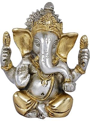 4" Bhagawan Ganesha Sculpture in Brass | Handmade | Made In India