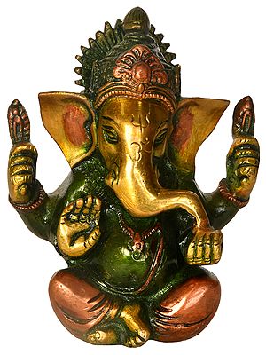 4" Bhagawan Ganesha Sculpture in Brass | Handmade | Made In India