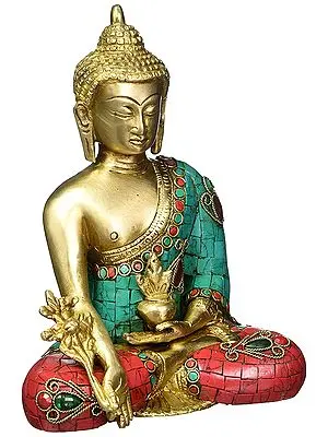 Medicine Buddha, His Hair Coiled Atop His Stately Head