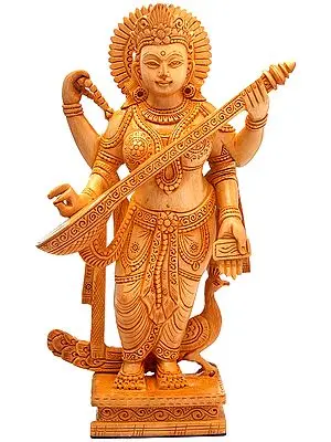 Standing Saraswati, Carved By Hand