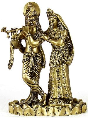 10" Radha-Krishna, In Perfect Harmony With Each Other In Brass | Handmade | Made In India