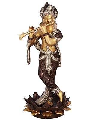 11" Chandravanshi Krishna, Of The Lunar Dynasty In Brass | Handmade | Made In India