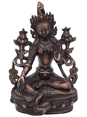 8" Green Tara, Who Saves You (Tibetan Buddhist Deity) In Brass | Handmade | Made In India