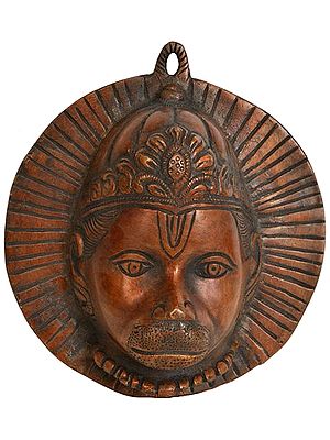 7" Fierce Hanuman Mask Wall-Hanging in Brass | Handmade Indian Craftsmanship