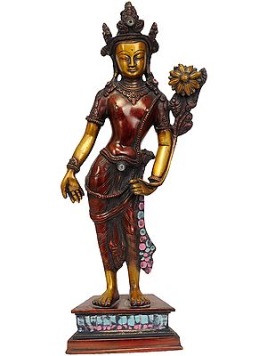 16" Padmapani Avalokiteshvara (Tibetan Buddhist Deity) In Brass | Handmade | Made In India